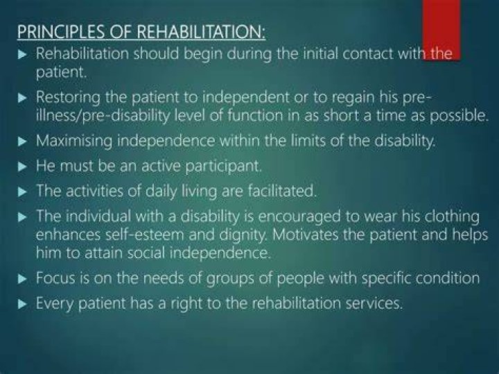What are the principles of rehabilitation?