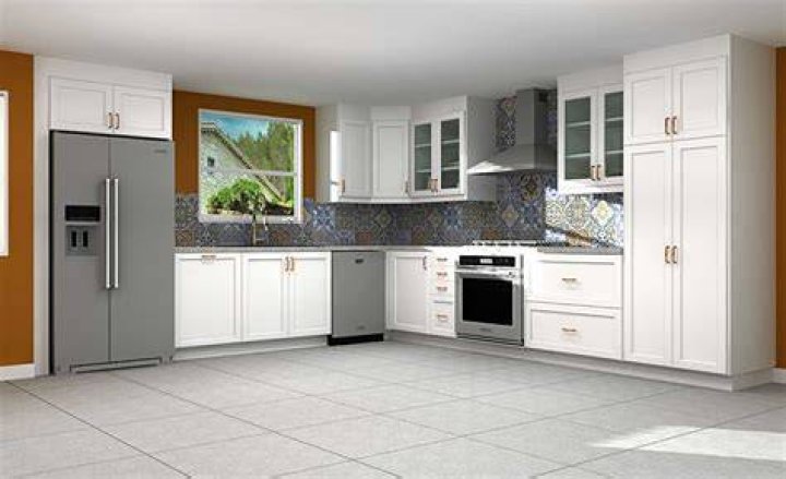 Where should a fridge be in an L-shaped kitchen?