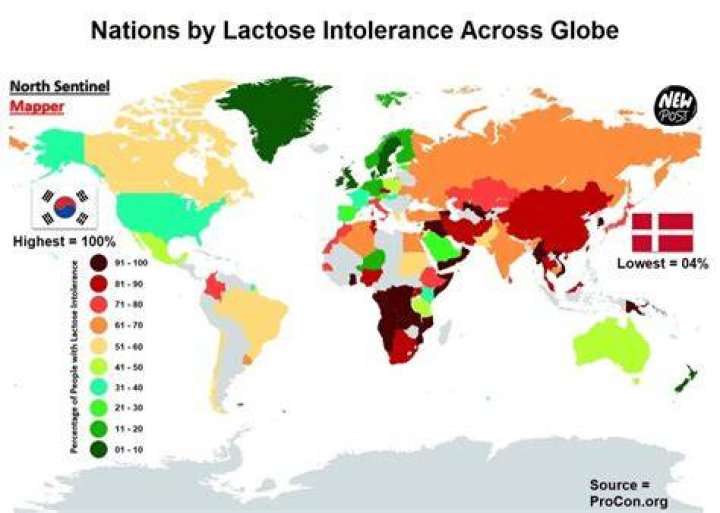Which country is most lactose intolerant?
